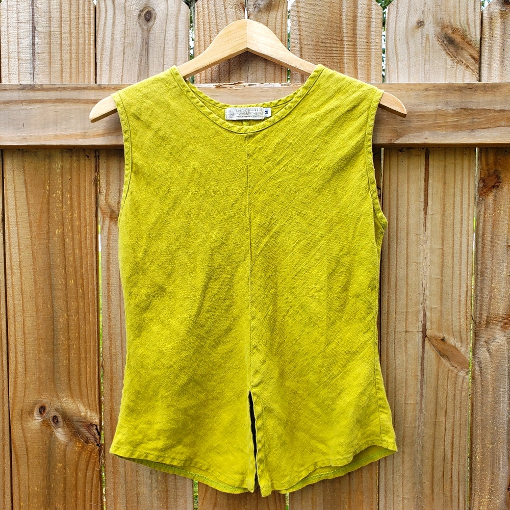Chartreuse Linen Sleeveless Top